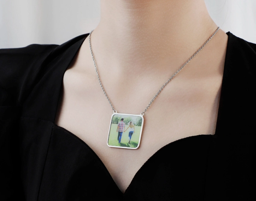 Square Photo Frame Engraved Necklace Make Your Own Acrylic Charms