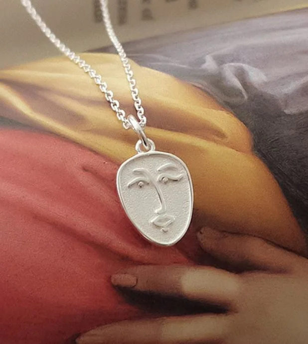 Gold Plated 925 Silver Face Pendant Matte Finished Plain Silver Necklace