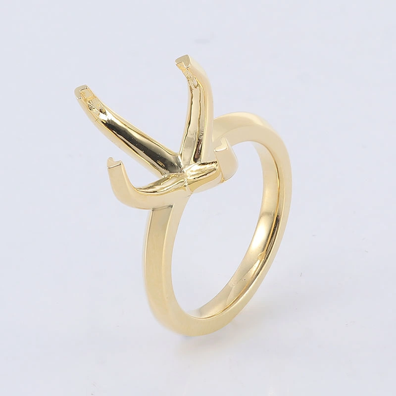 Gold Semi Ring Mount Yellow Solid Gold with Custom Size for Women Good Setting Ring From China Top Quality Jewelry