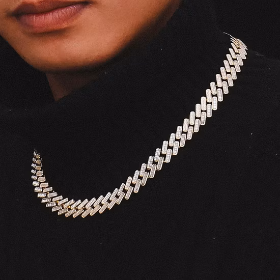 New Design Silver/14K Gold Plated /White Gold Plated 3D Print Wax Miami Cuban Chain Necklace