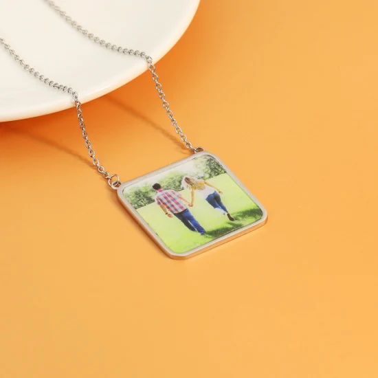 Square Photo Frame Engraved Necklace Make Your Own Acrylic Charms