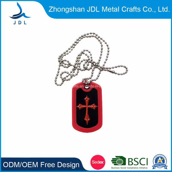 Hot Selling Custom Metal Charms Nickel Plated Rotatable Dog Tag Pendant with PVC Frame