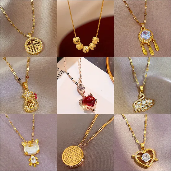 Women Ladies Zinc Alloy Pendant Necklace Export