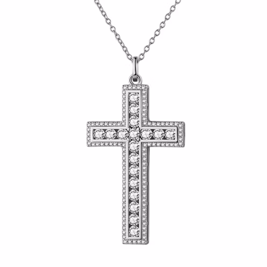 Cross Necklace for Men Women, Medical Titanium Steel Jewellery with Silver Chain Cross Chain Necklace for Men Women Jewelry Gift