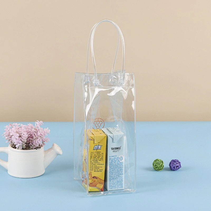 Wholesale Custom Printed Plastic PVC Transparent Tote /Carry Wine Bag Design