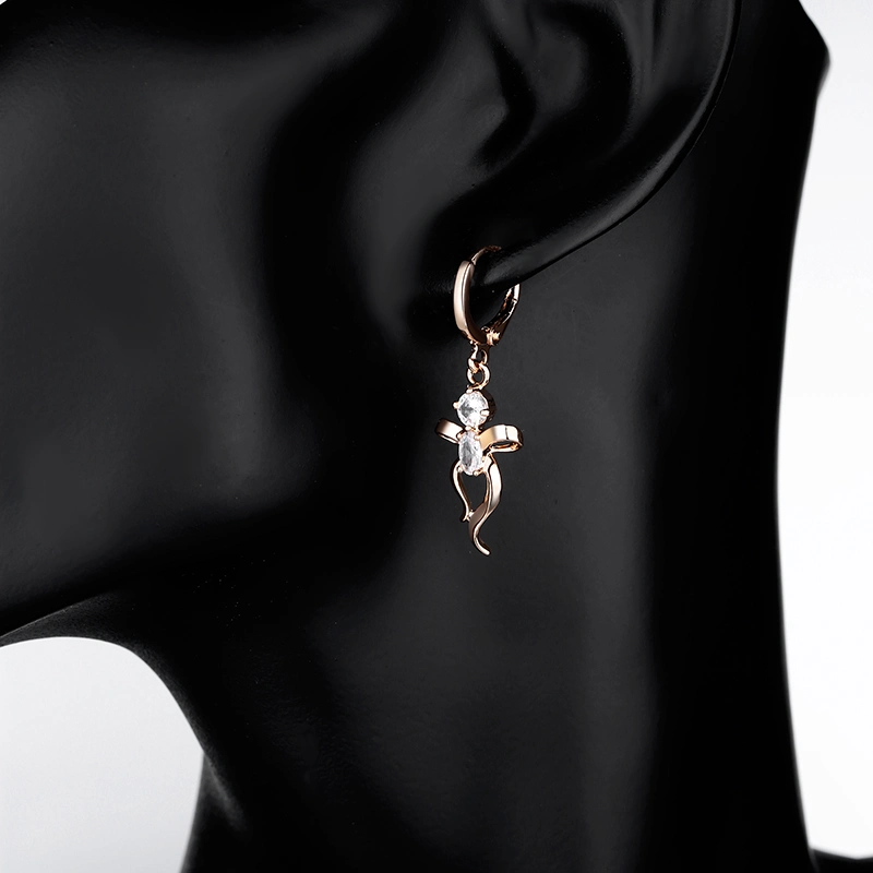 Fashion Jewelry New Design 18K Gold Pendant Drop Earring with CZ Stone