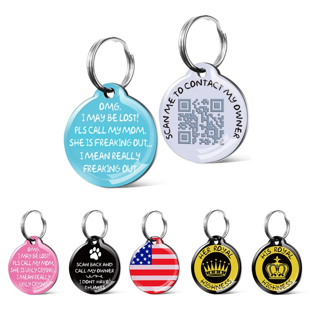 Direct Factory Price Custom Metal Sublimation Engraving Dog Name Qr Code Pet ID Tags