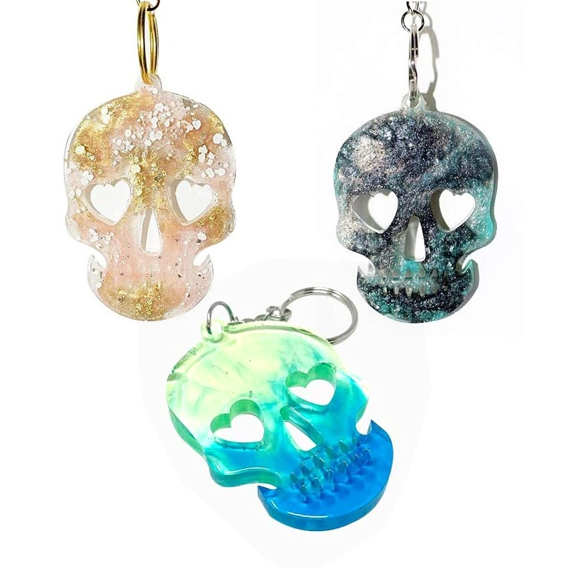 Custom DIY Halloween Skull Making Keychain Pendant Epoxy Jewelry Casting Silicone Molds