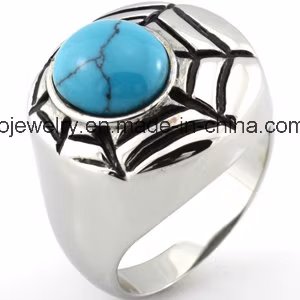 Jewelry Steel Ring with Big Turquoise Stone