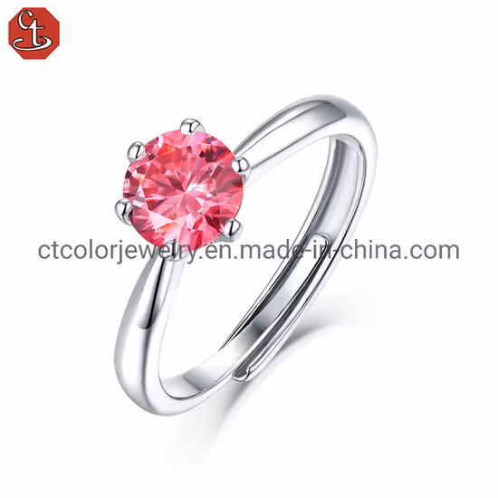 Pink moissanite diamond wedding ring custom design fashion jewelry for women 