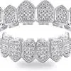 14K White Gold Vvs Moissanite Grillz Daily Wearing Iced out Grillz Hip Hop Teeth Blingbling Diamond Grillz Silver 925 Plated 
