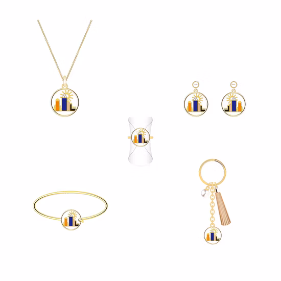Small Price New Design Gold Black Round Jewelry Set 