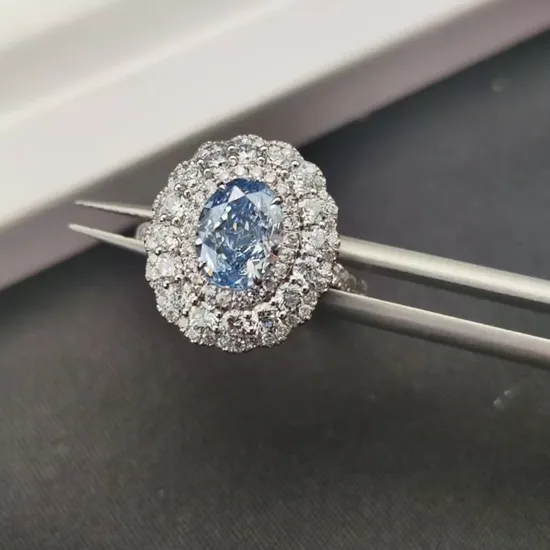 Wholesale Luxury Fvb Color Blue Lab Grown Diamond Vvs Diamond Custom Finished Jewelry 