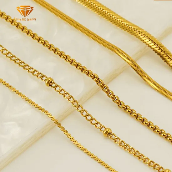 Wholesale 304 Stainless Steel Finished Chain 18K Vacuum Electroplating Pearl Chain S Chain Clip Bead Chain Push Chain DIY Jewelry Chain Ssch732 