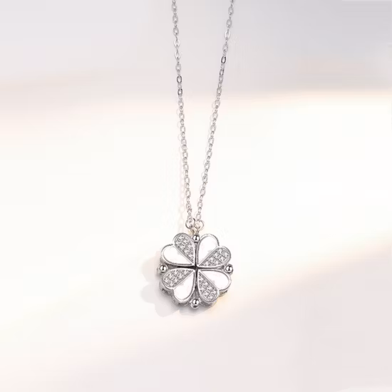 S925 Sterling Silver Necklace Fashion Jewelry 18K Gold Plated Half Stone Paved Heart Necklace