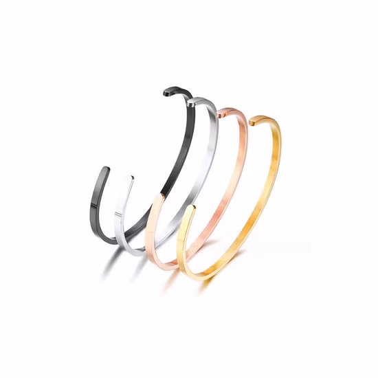 Factory Custom Wholesale Stainless Steel Open Bracelet Environmental Protection Electroplating Anti