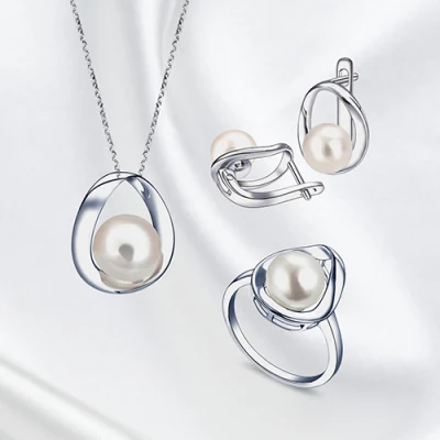 925 Sterling Silver Pearl Fashion Jewelry with CZ and Fw Pearl