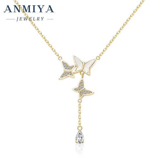 Anmiya Luxury Fine Jewelry Butterfly Pattern Adjustable 18K Gold Chains Necklaces Sets 