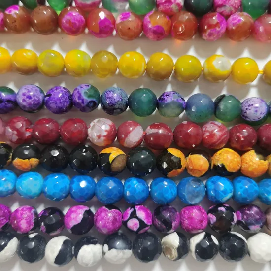 Semi Precious Stone Natural Crystal Matte Frosted Finished Cracked Agate Onyx Bead 