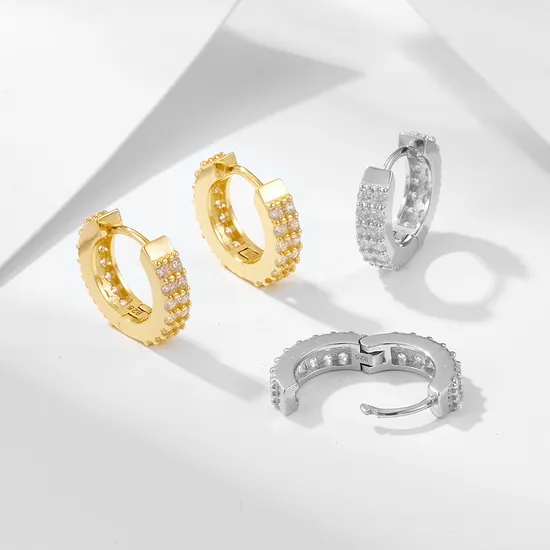 925 Sterling Silver Jewelry Dome Huggie Hoop Earrings