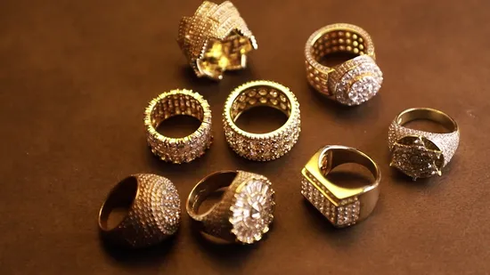 Hip Hop Jewelry Palm Pattern 18K Gold Plated Men Ring with CZ Stone Brass Jewelry 