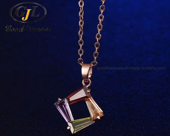 Fashion Jewelry 925 Sterling Silver or Brass Jewelry Set Color Stones Earring and Pendant Cubic Zircon Earring and Pendant for Women